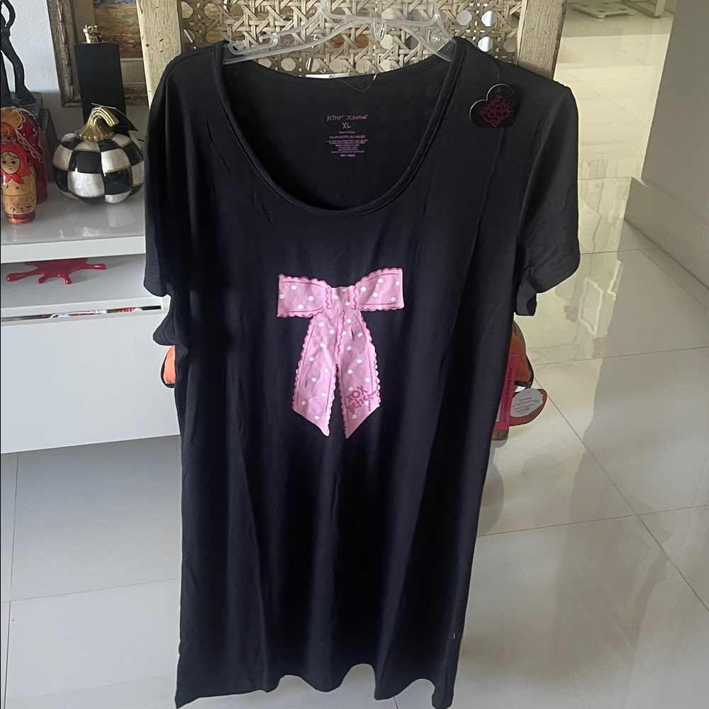 Betsey Johnson ❤️ Black & Pink Ribbon Loungewear/Sleepshirt/Nightgown/PJ